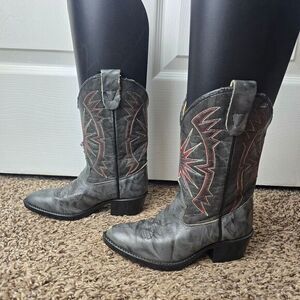 Kids Wrangler Cowboy Boots‎ Gray Youth 10.5D